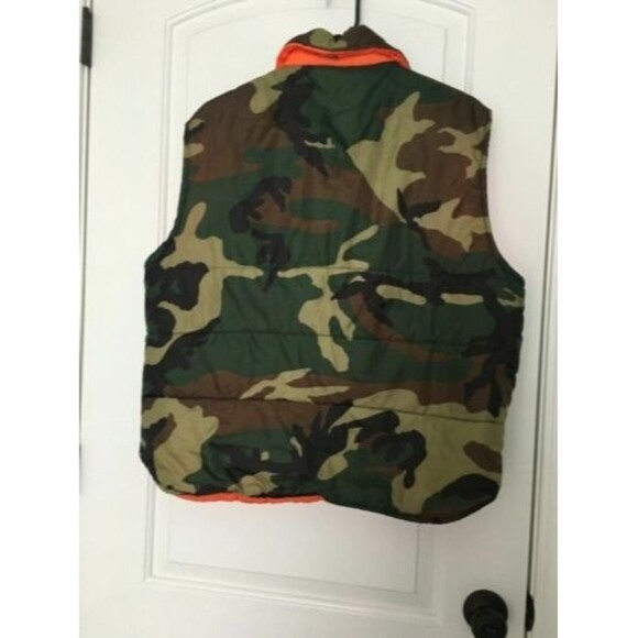 Safety Zone Men’s Camouflage & Orange Zip Up Lined Vest Jacket Size Large - Picture 7 of 10